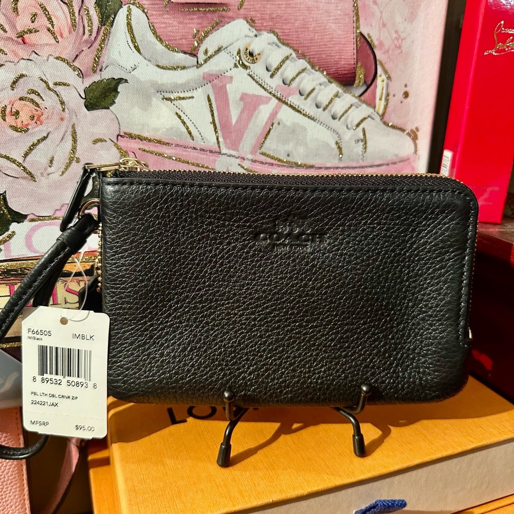 ❤️♥️❤️♥️NWT Coach Double Corner Zip Wristlet - Picture 1 of 12